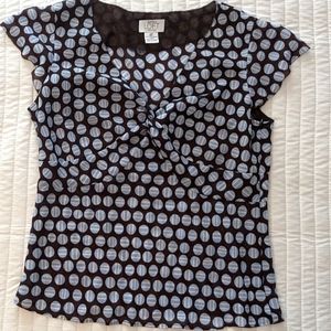 y2k chocolate brown & baby blue babydoll top w/ super flattering fit Size: 10p